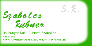 szabolcs rubner business card